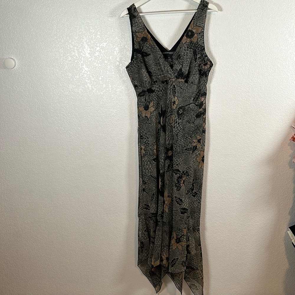 Vintage Jonathan Martin 90s Boho Floral Mixed Pattern Maxi Dress Size 16